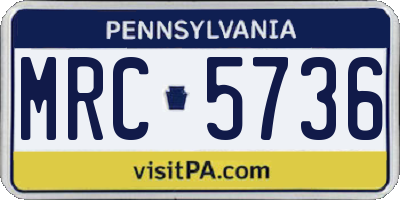 PA license plate MRC5736
