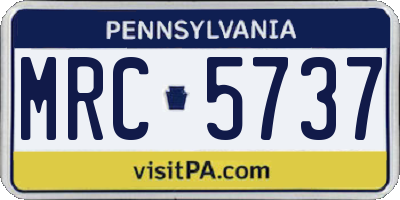 PA license plate MRC5737