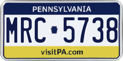 PA license plate MRC5738
