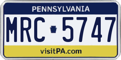 PA license plate MRC5747