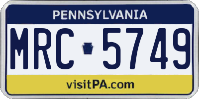 PA license plate MRC5749