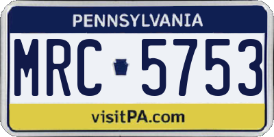 PA license plate MRC5753