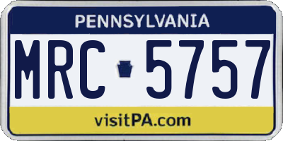 PA license plate MRC5757