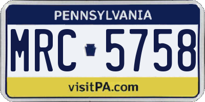 PA license plate MRC5758