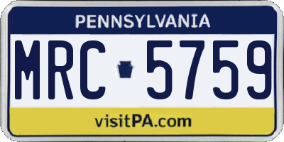 PA license plate MRC5759