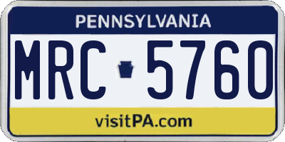 PA license plate MRC5760