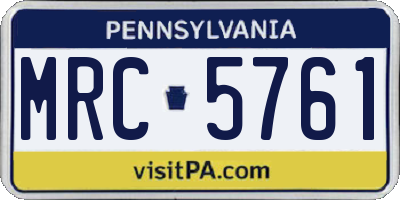 PA license plate MRC5761