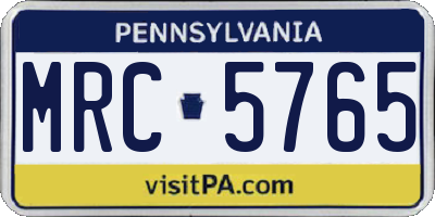 PA license plate MRC5765
