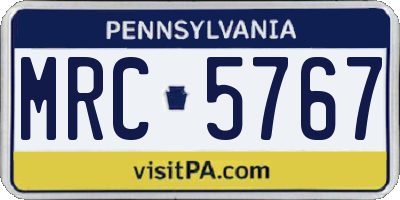 PA license plate MRC5767