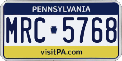 PA license plate MRC5768