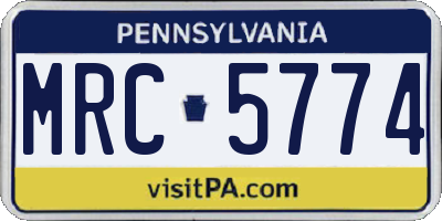 PA license plate MRC5774
