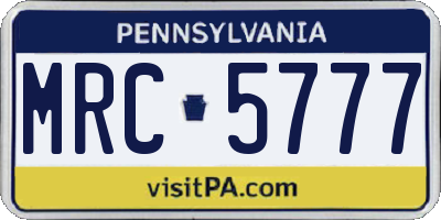 PA license plate MRC5777