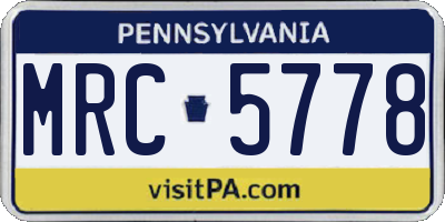 PA license plate MRC5778