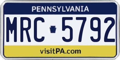 PA license plate MRC5792