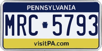 PA license plate MRC5793