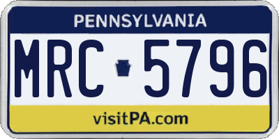 PA license plate MRC5796