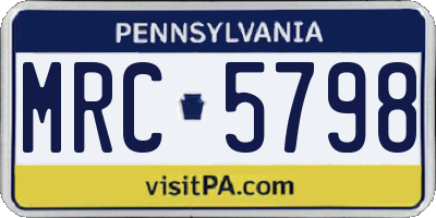 PA license plate MRC5798