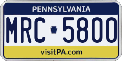 PA license plate MRC5800