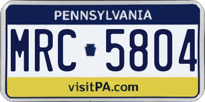 PA license plate MRC5804