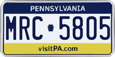 PA license plate MRC5805
