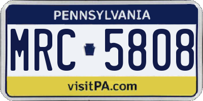 PA license plate MRC5808