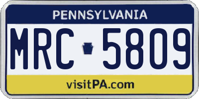 PA license plate MRC5809