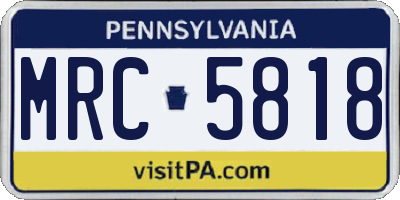 PA license plate MRC5818