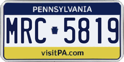 PA license plate MRC5819