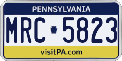 PA license plate MRC5823