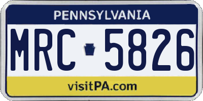 PA license plate MRC5826
