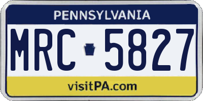 PA license plate MRC5827