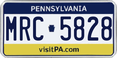 PA license plate MRC5828