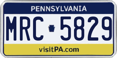 PA license plate MRC5829