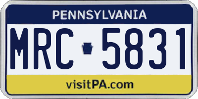 PA license plate MRC5831