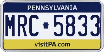 PA license plate MRC5833