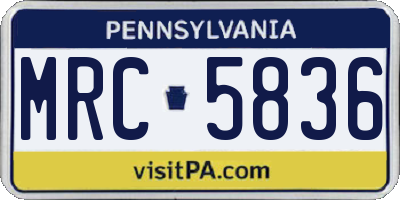PA license plate MRC5836