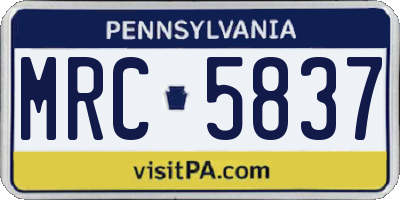 PA license plate MRC5837