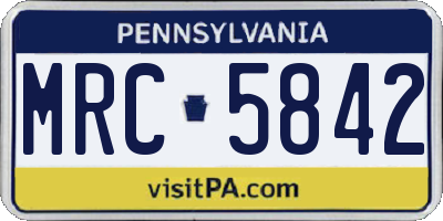 PA license plate MRC5842