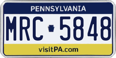 PA license plate MRC5848