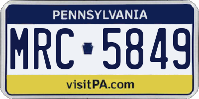 PA license plate MRC5849