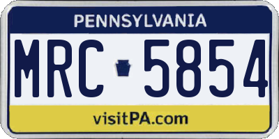 PA license plate MRC5854
