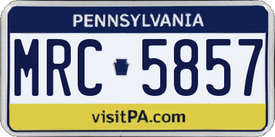 PA license plate MRC5857