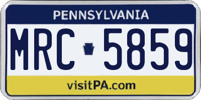 PA license plate MRC5859