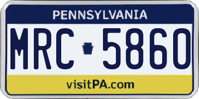 PA license plate MRC5860