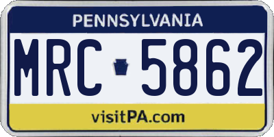 PA license plate MRC5862