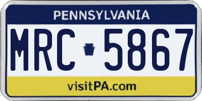 PA license plate MRC5867
