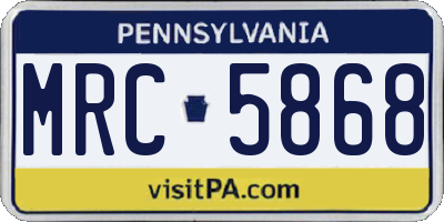 PA license plate MRC5868