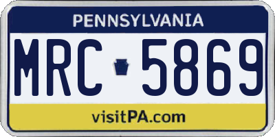PA license plate MRC5869