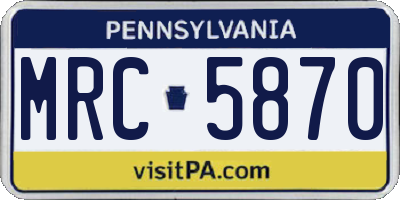 PA license plate MRC5870