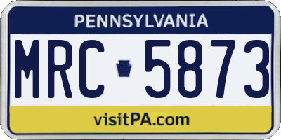 PA license plate MRC5873